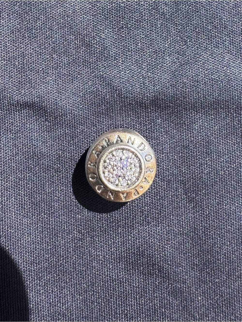Pandora Silver Pavé Logo Charm with Clear Zirconia
